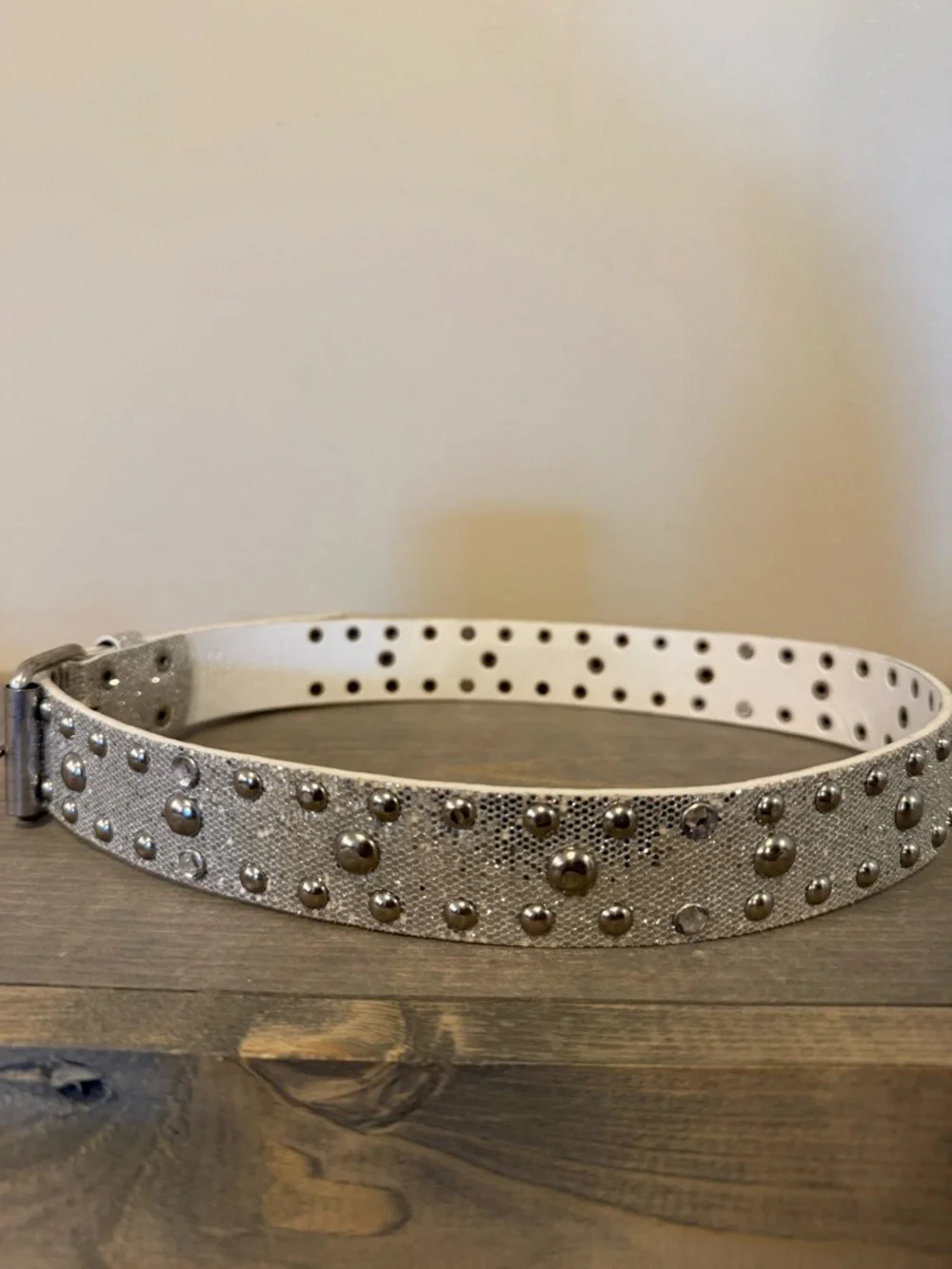 Y2K inspired Target Girl’s Silver Glitter Studded Belt - 10/12
